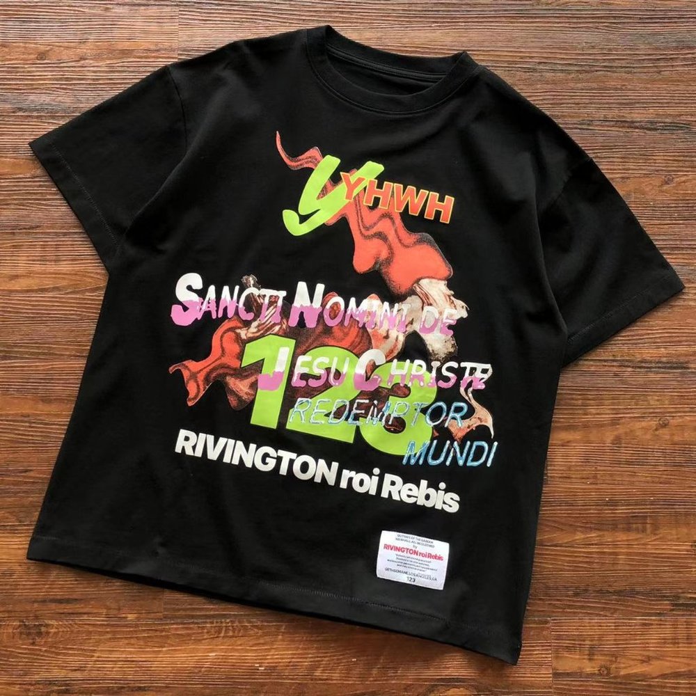 RIVINGTONroi rebis123 black short-sleeved graffiti letter T-shirt